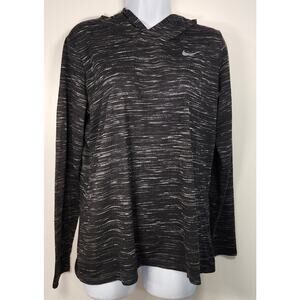 Nike Dri-FIT Hooded Long Sleeve Shirt Black Space Dye Women’s L